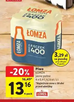 Intermarche Piwo Łomża Jasne Pełne Bączek 4-pak oferta