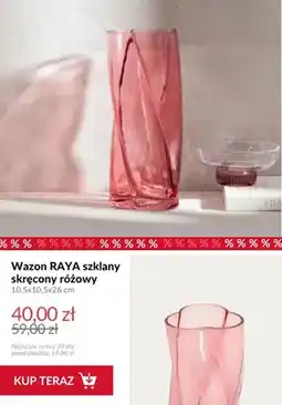 Homla Wazon RAYA szklany skręcony różowy 10,5x10,5x26 cm oferta