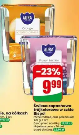Dino Świeca zapachowa trójkolorowa w szkle Bispol oferta