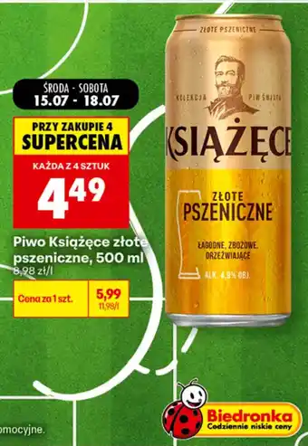 Biedronka Piwo Książęce złote pszeniczne oferta