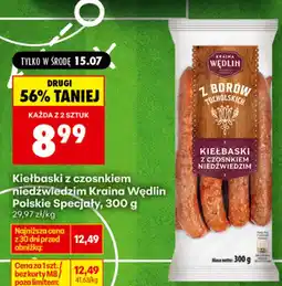 Biedronka Kiełbaski z czosnkiem niedźwiedzim Kraina Wędlin oferta