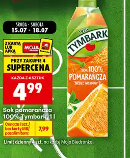 Biedronka Sok pomarańczowy 100% Tymbark oferta