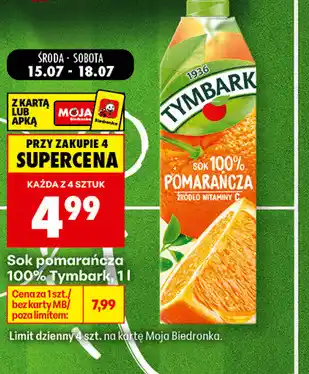 Biedronka Sok pomarańczowy 100% Tymbark oferta