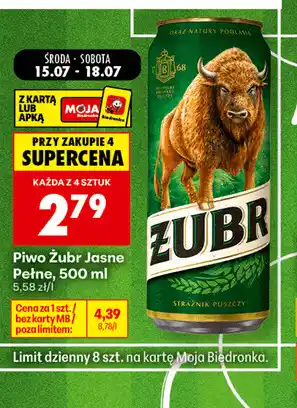 Biedronka Piwo Żubr Jasne Pełne oferta
