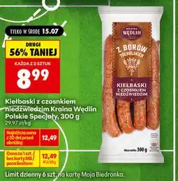 Biedronka Kiełbaski z czosnkiem niedźwiedzim Kraina Wędlin Polskie Specjały oferta