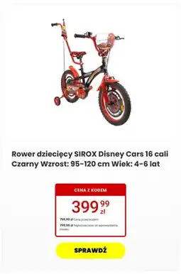 Media Expert Rower dziecięcy SIROX Disney Cars 16 cali Czarny oferta
