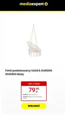 Media Expert Fotel podwieszany Saska Garden 1045993 Biały oferta