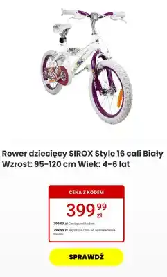 Media Expert Rower dziecięcy SIROX Style 16 cali Biały Wzrost: 95-120 cm Wiek: 4-6 lat oferta
