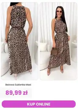Modna Kiecka Sukienka maxi ModnaKiecka.pl beżowa oferta