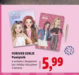 Lidl Pamiętnik Forever Girlie w zestawie z długopisem oferta
