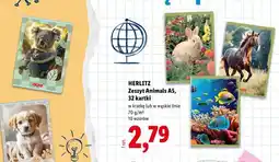 Lidl Zeszyt Animals A5 w wąskie linie 32 kartki Herlitz oferta