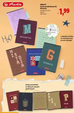 Lidl Zeszyt przedmiotowy A5 60 kartek Herlitz oferta