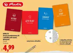 Lidl Zeszyt przedmiotowy A5 Herlitz z okładką soft touch 60 kartek oferta