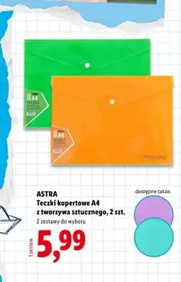 Lidl Teczki kopertowe A4 z tworzywa sztucznego Astra 2-pak oferta