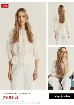 Greenpoint Bluzka damska kremowa z rękawem 3/4 Greenpoint oferta