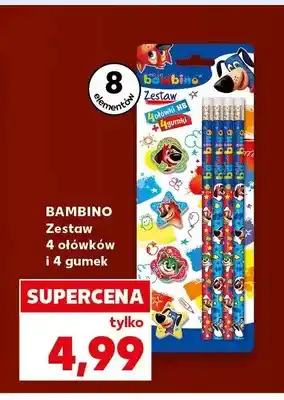 Kaufland Zestaw 4 ołówków i 4 gumek Bambino oferta