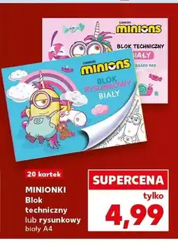 Kaufland Blok rysunkowy biały A4 Minionki 20 kartek oferta