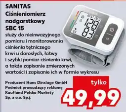 Kaufland SANITAS Ciśnieniomierz nadgarstkowy SBC 15 oferta
