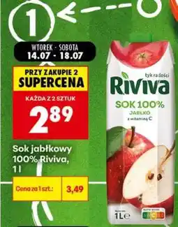 Biedronka Sok jabłkowy 100% Riviva, 1l oferta