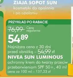 SuperPharm Ochronny krem do twarzy przeciw przebarwieniom SPF 50+ Nivea Sun Luminous oferta