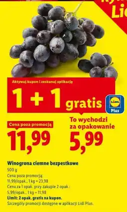 Lidl Winogrona ciemne bezpestkowe oferta