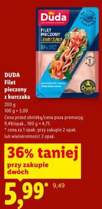Lidl DUDA Filet pieczony z kurczaka oferta