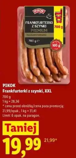 Lidl PIKOK Frankfurterki z szynki, XXL oferta