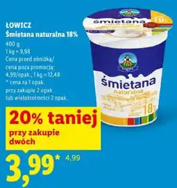 Lidl Śmietana naturalna 18% Łowicz oferta