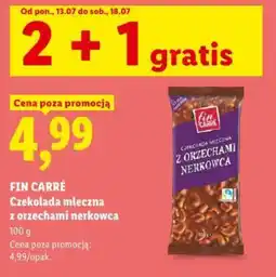 Lidl FIN CARRÉ Czekolada mleczna z orzechami nerkowca oferta