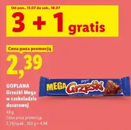Lidl GOPLANA Grześki Mega w czekoladzie deserowej oferta