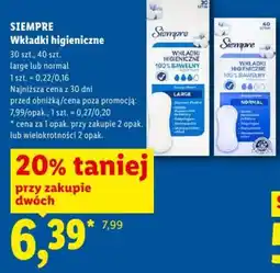 Lidl Wkładki higieniczne Siempre oferta