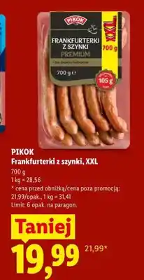 Lidl Frankfurterki z szynki Pikok XXL oferta