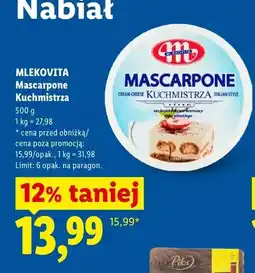Lidl Ser mascarpone Kuchmistrza Mlekovita oferta