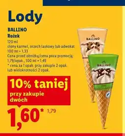 Lidl Lody rożek Ballino orzech laskowy oferta