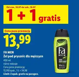 Lidl Żel pod prysznic dla mężczyzn Fa Men oferta