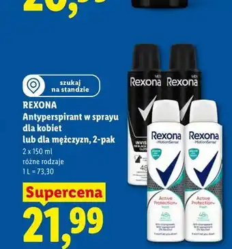 Lidl Antyperspirant w sprayu dla kobiet Rexona 2-pak oferta