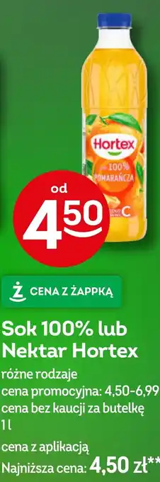 Żabka Sok 100% lub Nektar Hortex oferta