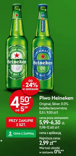 Żabka Piwo Heineken Original, Silver, 0.0% oferta
