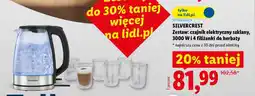 Lidl SILVERCREST Zestaw: czajnik elektryczny szklany, 3000 W i 4 filiżanki do herbaty oferta