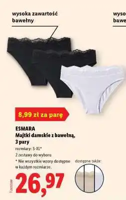 Lidl Esmara Majtki damskie z bawełną, 3 pary oferta