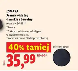 Lidl ESMARA Jeansy wide leg damskie z bawełny oferta