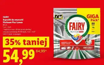 Lidl FAIRY Kapsułki do zmywarki Platinum Plus Lemon oferta