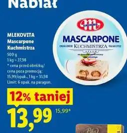 Lidl MLEKOVITA Mascarpone Kuchmistrza oferta