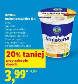 Lidl ŁOWICZ Śmietana naturalna 18% oferta