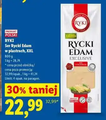 Lidl RYKI Ser Rycki Edam w plastrach, XXL oferta