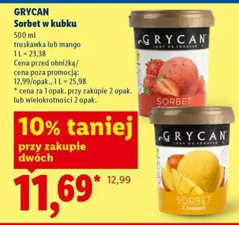 Lidl Grycan Sorbet w kubku oferta