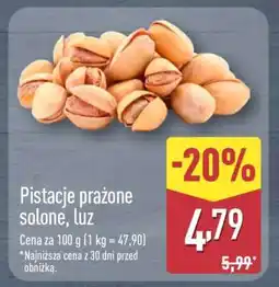 ALDI Pistacje prażone solone, luz oferta