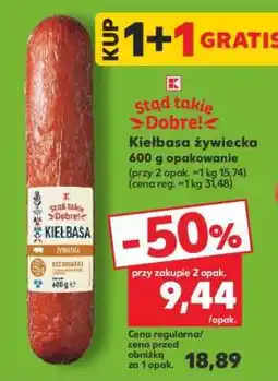 Kaufland Kiełbasa żywiecka 600 g opakowanie oferta