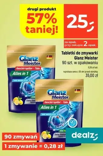 Dealz Tabletki do zmywarki Glanz Meister oferta