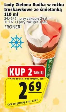 Prim Market Lody Zielona Budka w rożku truskawkowe ze śmietanką oferta